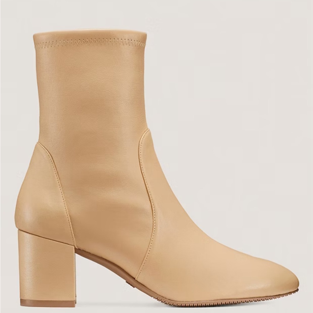 Stuart Weitzman Yuliana Camel Beige Stretch Leather Sock Boots 9.5